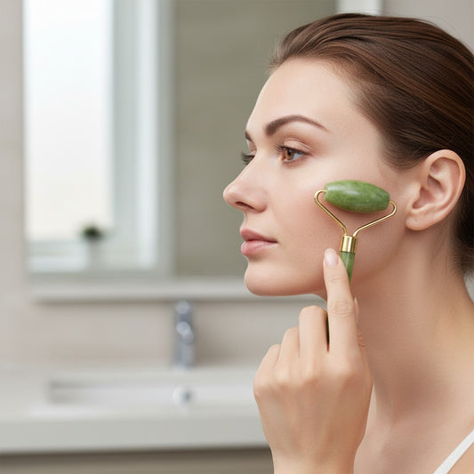 Kit Rolo de Jade + Gua Sha – Massagem Facial Antirrugas