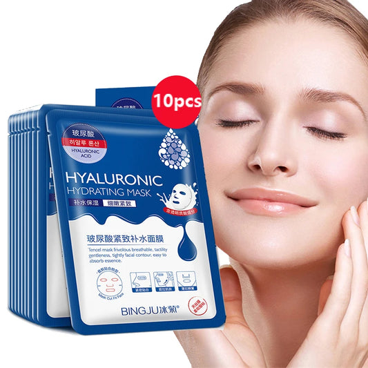 Kit 10 Pçs - Máscara facial- ácido hialurônico.