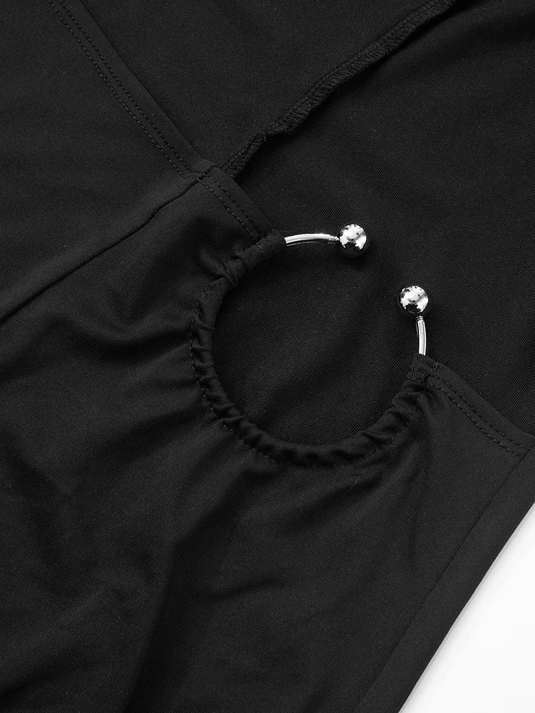 Macacão feminino sexy com alça única, estilo meia-noite.