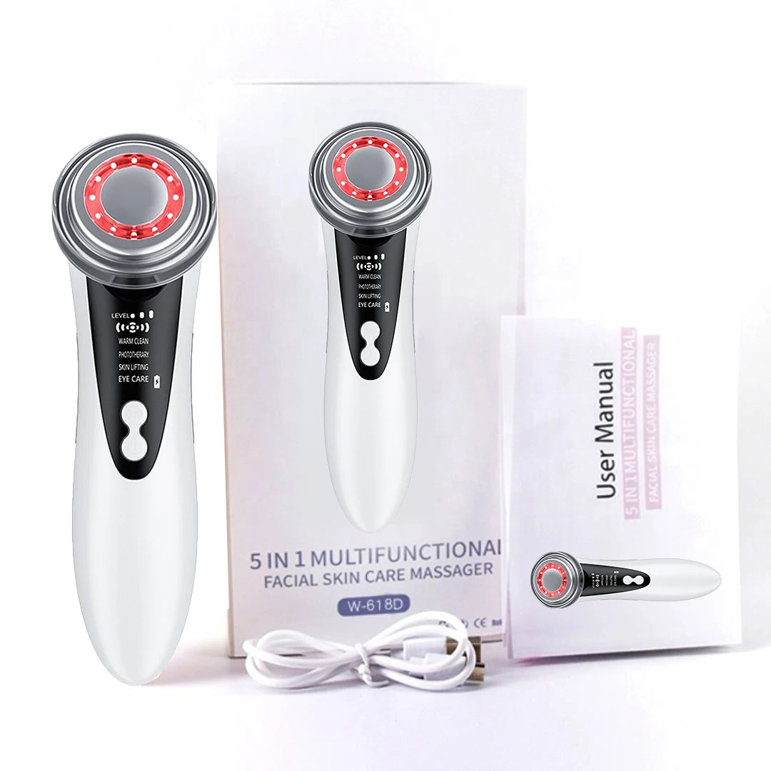 Massageador Facial 4 em 1 - Dispositivo de radiofrequência elétrico.