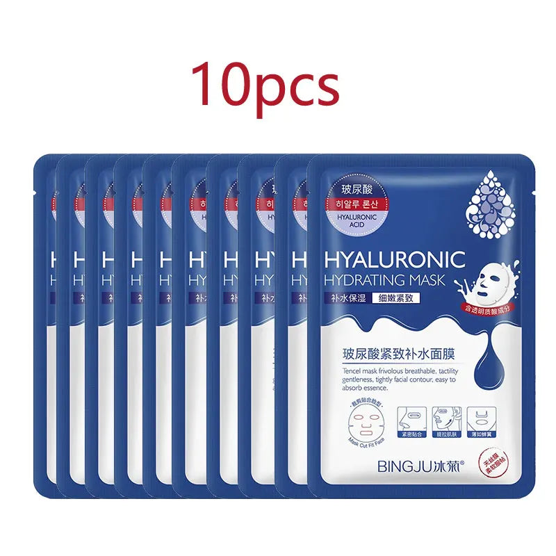 Kit 10 Pçs - Máscara facial- ácido hialurônico.