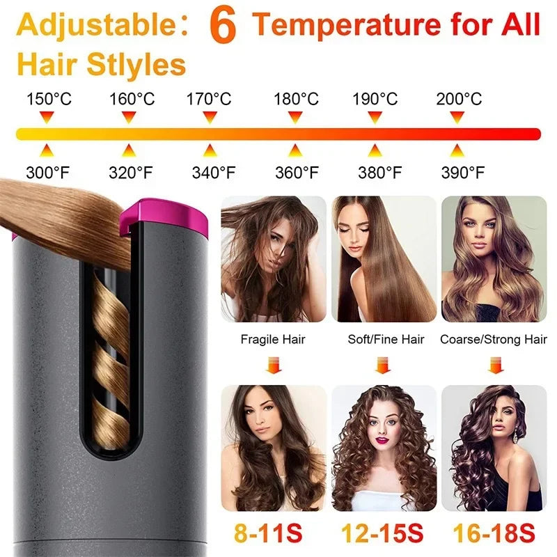 Modelador de Cachos sem fio- Auto-Curler