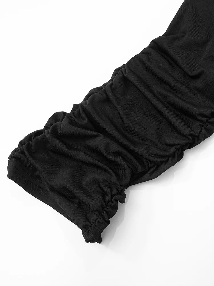 Macacão feminino sexy com alça única, estilo meia-noite.