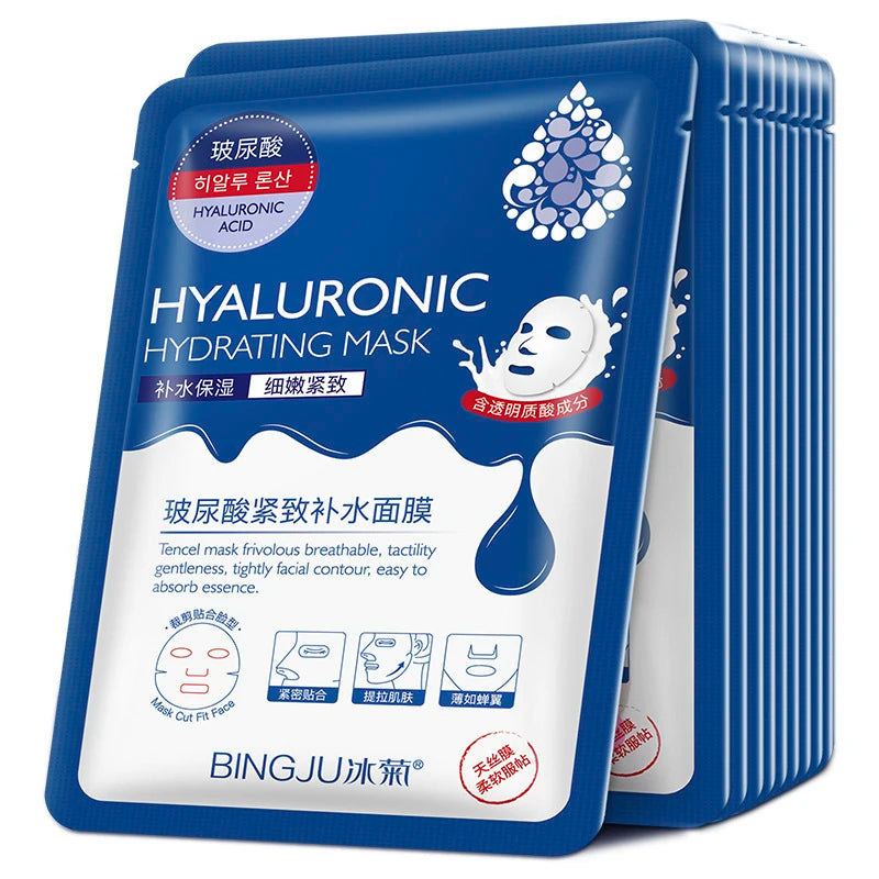 Kit 10 Pçs - Máscara facial- ácido hialurônico.