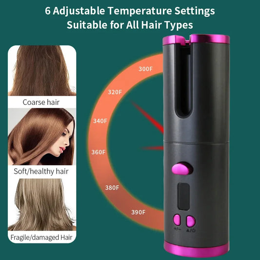 Modelador de Cachos sem fio- Auto-Curler