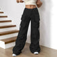 Calça Tática Feminina 8086 – Estilo Americano, Casual, Cintura Alta, Modelagem Solta, Bolsos Múltiplos e Corte Reto