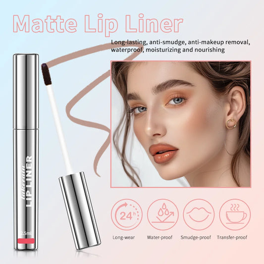 Tinta Labial Peel-Off Matte com Contorno Marrom – Longa Duração e à Prova d’Água