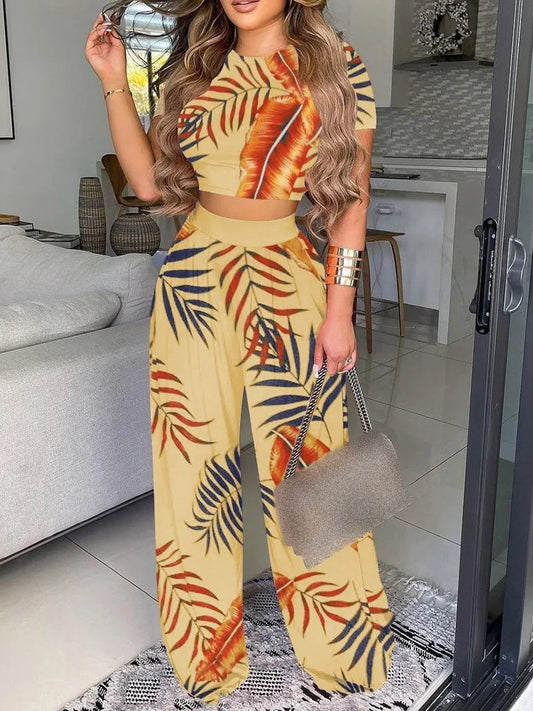 Conjunto Feminino 2 Peças – Top Curto Sexy + Calça com Cintura Corset | Estilo Elegante e Justo para o Verão