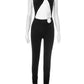 Macacão feminino sexy com alça única, estilo meia-noite.