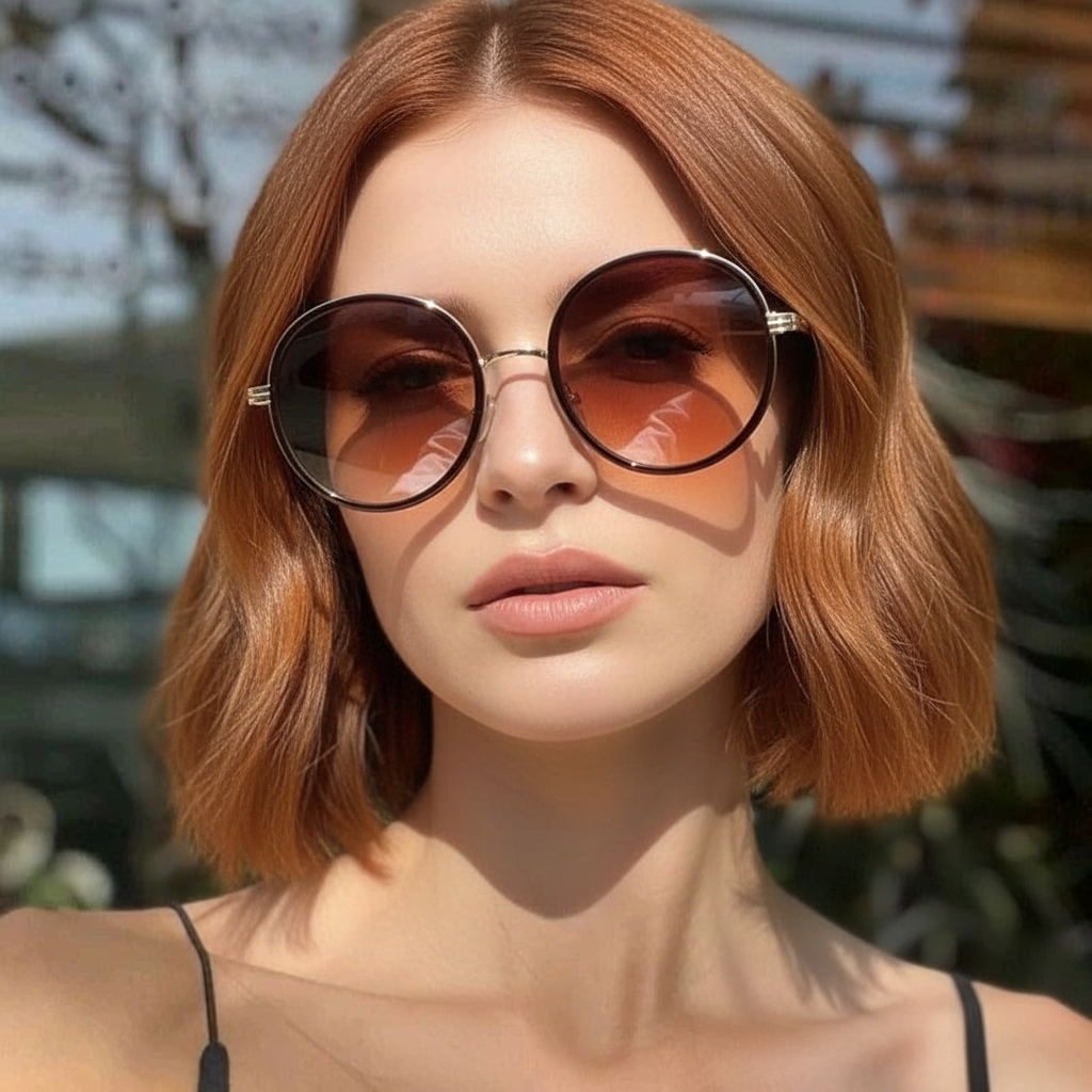 Óculos de Sol Redondo Unissex UV400 – Acetato e Metal Premium