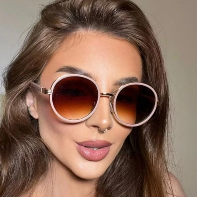 Óculos de Sol Redondo Unissex UV400 – Acetato e Metal Premium